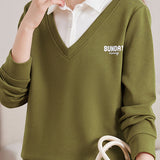 Faux Layered Collared Sweatshirt