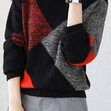 Color-blocked Loose Half-high Neck Sweater