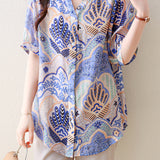 Skipper Collar Printed Short Sleeve Tunic