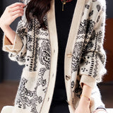 Fashionable Plaid Patchwork Wool Blend Knit Coat