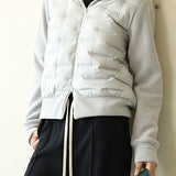 Loose Fit Casual Down Jacket with Fleece Patchwork