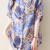 Skipper Collar Printed Short Sleeve Tunic