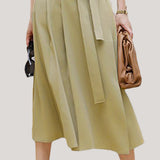 Commuting Simple Waistcoat and Midi Skirt Set