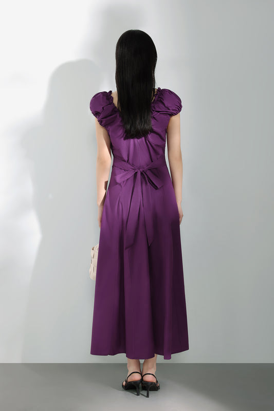 Ruffled V-neck Elegant Maxi Flare Dress