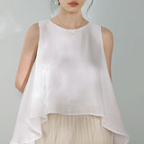 Round Neck Irregular Hem Tank Top with Lining