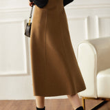 Elegant Versatile High-Waisted Reversible Wool Skirt