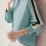 Contrast - color spliced round - neck sweatshirt