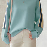 Contrast - color spliced round - neck sweatshirt