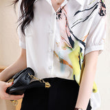 Asymmetrical Art Print Short Sleeve Shirt