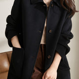 Simple Stand Collar Coat with Lining - 3 Colors Available