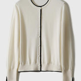 Round Neck Slit Knit Cardigan - 3 Colors Available