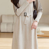 Mid-Length Patchwork Knit Dress