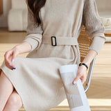 Mid-Length Patchwork Knit Dress