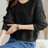 Loose Fit Casual Hollow-Out Knit Sweater