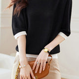 Bi-Color Hem Button Decor Knit Top - 3 Colors Available