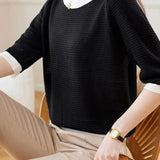 Bi-Color Hem Button Decor Knit Top - 3 Colors Available