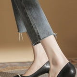 Pearl-pointed mid-heel high heels