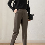 Casual Wool Straight Leg Pants