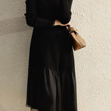 Color Block Slim Fit Faux Wool Dress