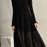 Color Block Slim Fit Faux Wool Dress