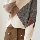 Color-blocked Loose Half-high Neck Sweater