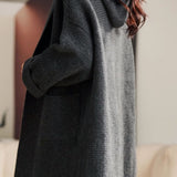 Hooded Mid-Length Sweater Coat