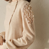 Elegant Mesh Panel Knit Sweater