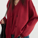 Layered Look V-Neck Drop Shoulder Knit - 4 Colors Available