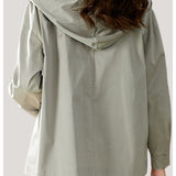 Short hooded trench coat.