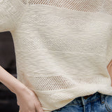 Jacquard Hollow-Out Knit Sweater