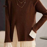 Half-turtleneck Faux Two-piece Sweater