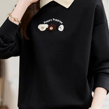 Dog Pattern Embroidered Patchwork Long Sleeve Casual Sweatshirt - 3 Colors Available