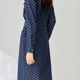 Denim Embroidered Long Sleeve Dress