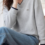 Simple and Comfortable Long Sleeve V-Neck Sweatshirt