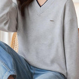 Simple and Comfortable Long Sleeve V-Neck Sweatshirt