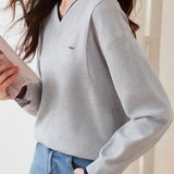 Simple and Comfortable Long Sleeve V-Neck Sweatshirt