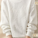 Round Neck Long Sleeve Alphabet Print Sweatshirt