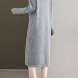 Simple and Comfortable Long Jacquard Knit Dress in 2 Colors