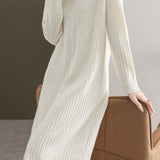 Simple and Comfortable Long Jacquard Knit Dress in 2 Colors