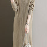 Simple and Comfortable Long Jacquard Knit Dress in 2 Colors