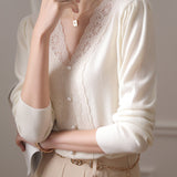 Elegant Lace Patchwork Knitwear in 2 Colors