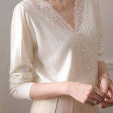 Elegant Lace Patchwork Knitwear in 2 Colors