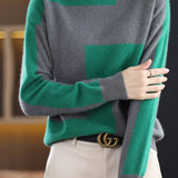 High Neck Color Block Knit Top in 4 Colors