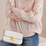 Fashionable Sequin Knit Round Neck Sweater