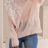 Fashionable Sequin Knit Round Neck Sweater