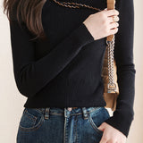 Round Neck Beaded Hollow Knit Top