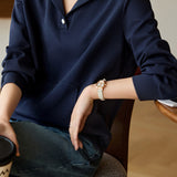 Casual Solid Color Lapel Sweatshirt in 2 Colors