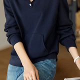 Casual Solid Color Lapel Sweatshirt in 2 Colors