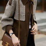 Casual Houndstooth Wool Blend Coat in 2 Colors