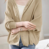 Hooded Dolman Sleeve Drop Shoulder Cardigan - 2 Colors Available